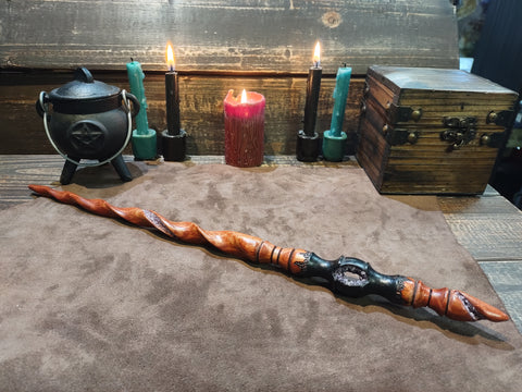 Ebony and Bloodwood Amethyst Geode Magic Wand $350
