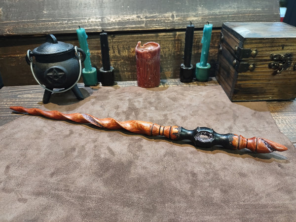 Ebony and Bloodwood Amethyst Geode Magic Wand $350 – Merlin's Realm