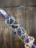 Divine Relationship Wand, Gold, Silver, Tanzanite, Emerald, Peridot, Kyanite, and Amethyst