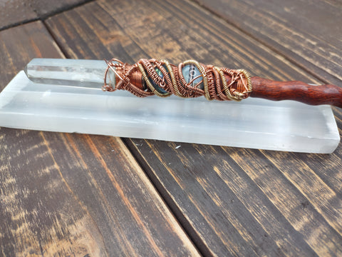 Titan Class Bloodwood, Opal, 12k Gold, and Copper Energy Healing Wand