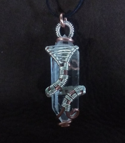 Sterling Silver and Copper Quartz Crystal Pendant $85