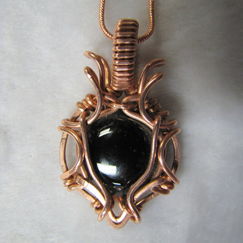 Black Obsidian Dragon Copper Pendant $75