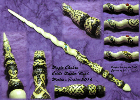 wooden celtic knot wiccan magic wand wands