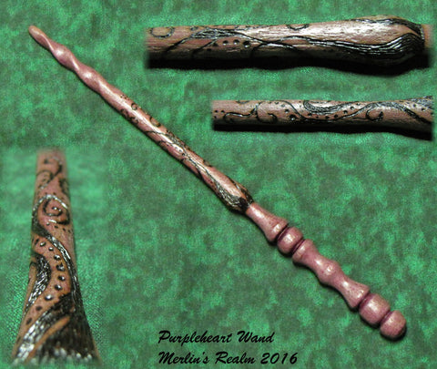 Purpleheart Wood-burned Magic Wand