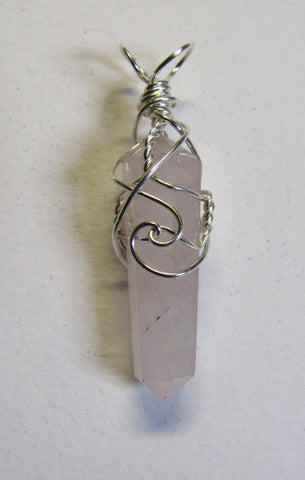 Sterling Silver Wire-Wrapped Rose Quartz Crystal