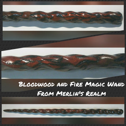 Bloodwood and Fire Woodburned Magic Wand $70
