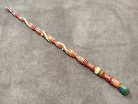 Jade and Jatoba Spiral Magic Wand $250