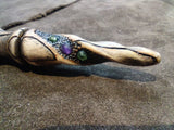 Amethyst, Green Tourmaline, and Ash Wood-burned Magic Wand $185