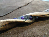 Amethyst, Green Tourmaline, and Ash Wood-burned Magic Wand $185
