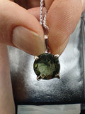 Moldavite Round Cut Silver Pendant #MPN4. $255