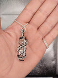 Silver and Copper Crystal Pendant $65