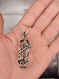 Silver and Copper Crystal Pendant $65