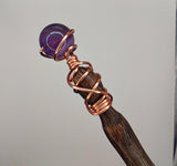 Amethyst Sphere Oak Magic Wand (brown shaft) #W38