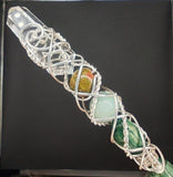 Manifest Your Reality Unikite, Amazonite and Clear Crystal Magic Wand (green shaft) #W32