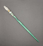 Manifest Your Reality Unikite, Amazonite and Clear Crystal Magic Wand (green shaft) #W32