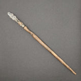 Psychic Clairity Moldavite & Clear Crystal Oak Magic Wand (brown shaft) #W18