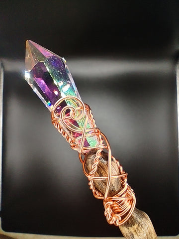 Rainbow Prism Oak Magic Wand (brown shaft) W28