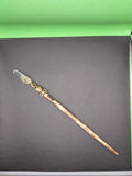 Psychic Clairity Moldavite & Clear Crystal Oak Magic Wand (brown shaft) #W18