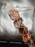 Rose Quartz Crystal Oak Magic Wand (brown shaft) #W14B