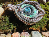 Opal, Aqua Aura, Ebony, Sterling Silver/Copper Pendant $255 #IP01