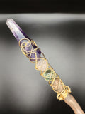 Fluorite, Rose Quartz & Amethyst Oak Magic Wand #W16B