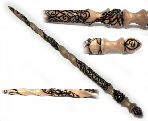 cherry wooden Wicca wizard magic wand