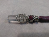 Silver Wrapped Purpleheart Clear Crystal Magic Wand w/ Pouch and Box