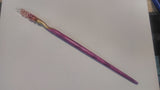 Clear Quartz Crystal Wand -Purple Gold Shaft -