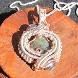 Labradorite, Aqua Aura, Silver and Copper Wire-weave Pendant $182 wand