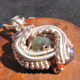 Labradorite, Aqua Aura, Silver and Copper Wire-weave Pendant $182 wand