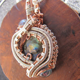 Labradorite, Aqua Aura, Silver and Copper Wire-weave Pendant $182 wand