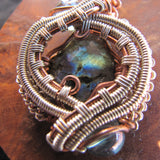 Labradorite, Aqua Aura, Silver and Copper Wire-weave Pendant $182 wand