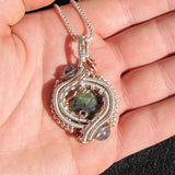 Labradorite, Aqua Aura, Silver and Copper Wire-weave Pendant $182 wand