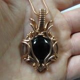 Black Obsidian Dragon Copper Pendant $75