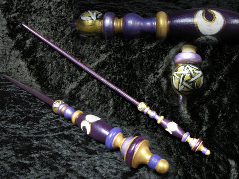 Triple Moon Goddess Purple Magic Wand $62