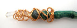 Moss Agate and Clear Crystal Healing Magic Wand (green shaft) #W21B