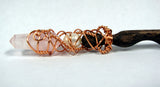 Mother of Pearl and Rose Quartz Oak Magic Wand (brown shaft) #27