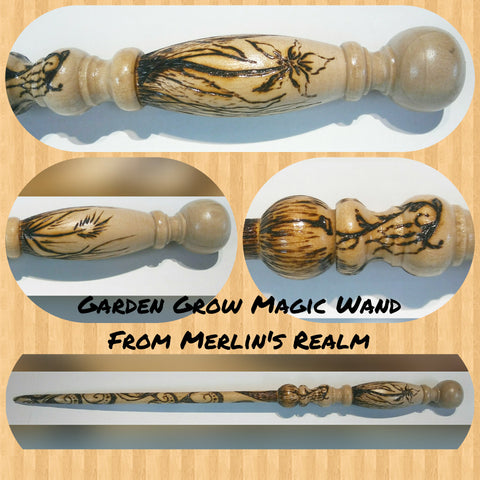 Garden Grow Woodburned Magic Wand $55